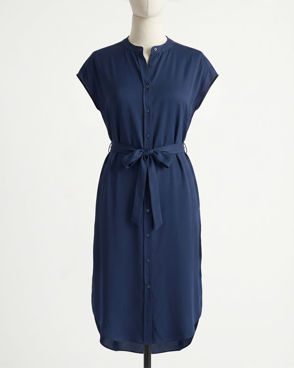 Washable Stretch Silk Maxi Shirt Dress
